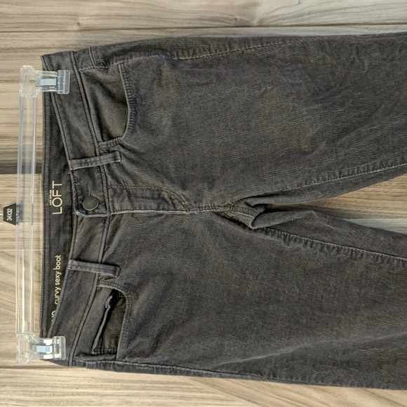 Ann Taylor Loft Curvy Sexy Boot Women's Size 0 Gray Corduroy Pants - Picture 2 of 8